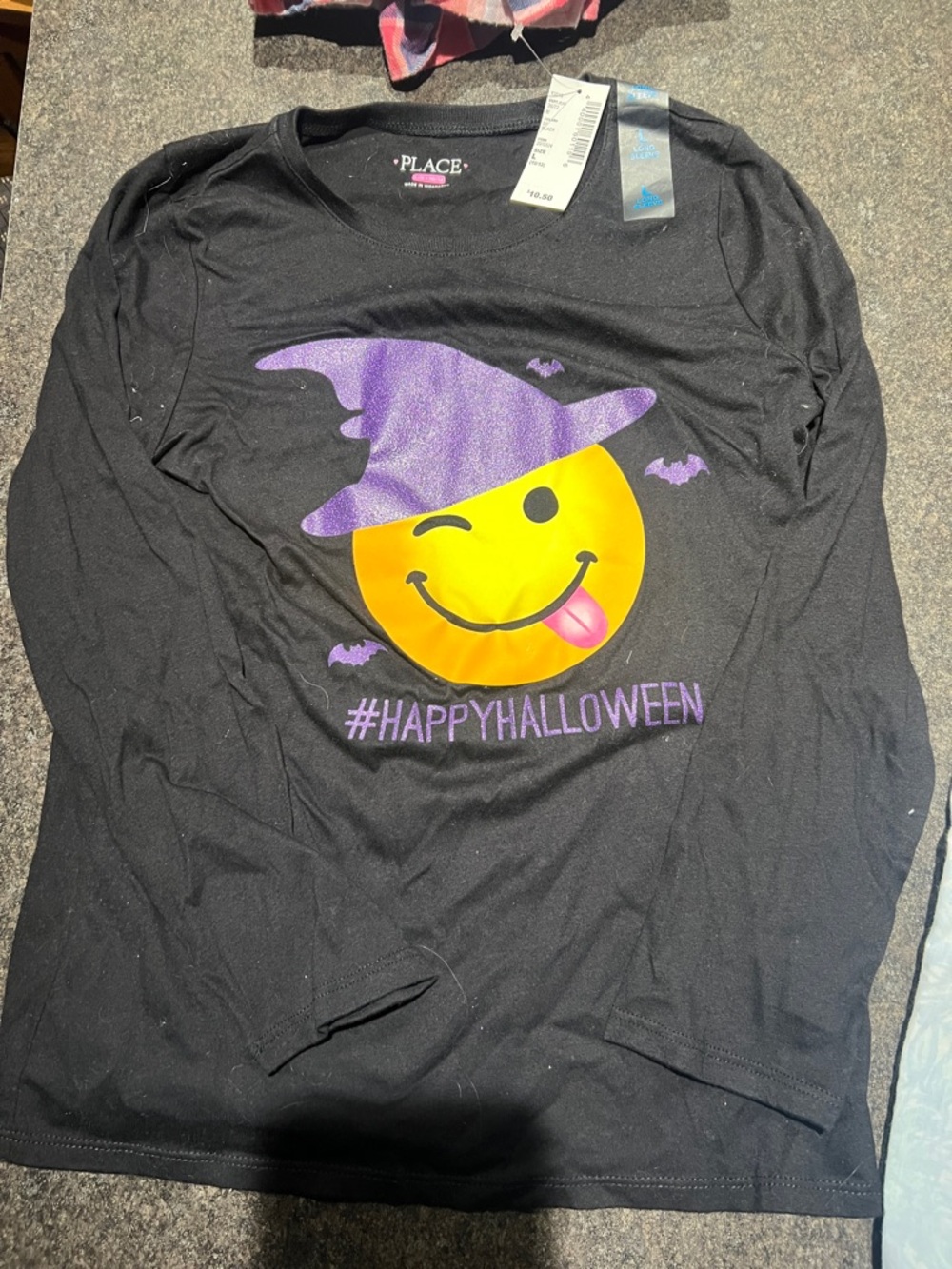 The Children's Place Black Halloween Emoji Witch Long-Sleeve Tee